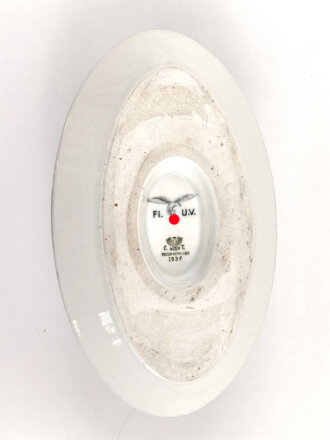 Luftwaffe, Kantinenporzellan Sauciere, Hersteller Tielsch Altwasser 1936. Gesamtlänge 25cm, gebraucht