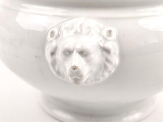 Luftwaffe,  Kantinenporzellan große Terrine mit Löwenköpfen, Durchmesser etwa 24cm, Hersteller Johann Haviland 1938. Gebraucht.