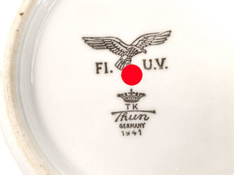 Luftwaffe,  Kantinenporzellan Dessertschale, Durchmesser etwa 16,5cm, Hersteller Thun Germany 1941. Gebraucht.