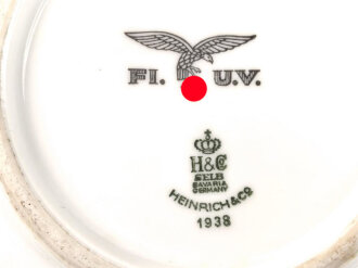 Luftwaffe,  Kantinenporzellan Dessertschale, Durchmesser etwa 16,5cm, Hersteller Heinrich & Co 1938. Gebraucht.