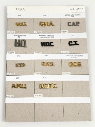 U.S. Army , Sammlung Kragenabzeichen, jeweils auf Karton...