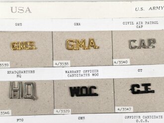 U.S. Army , Sammlung Kragenabzeichen, jeweils auf Karton...