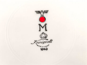 Kriegsmarine, Kantinenporzellan flacher Teller, Durchmesser 25cm, Hersteller  Koenigszelt 1940 ,  gebraucht