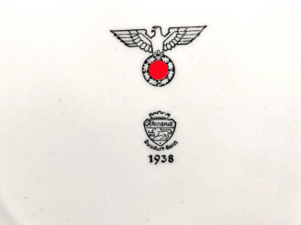 Heer, Kantinenporzellan flacher Teller, Durchmesser 23cm, Hersteller Rhenania Bonn 1938. Gebraucht.