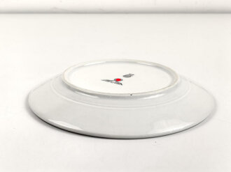 Heer, Kantinenporzellan flacher Teller, Durchmesser 23cm, Hersteller Rhenania Bonn 1938. Gebraucht.