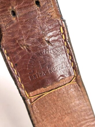 Koppelriemen für Mannschaften zum Waffenrock der Wehrmacht. Lackleder, gebraucht, Gesamtlänge 84cm