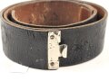 Koppelriemen für Mannschaften zum Waffenrock der Wehrmacht. Lackleder, gebraucht, Gesamtlänge 84cm