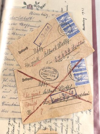 Luftwaffe, Konvolut Flugaufträge, Feldpost, Post eines Angehörigen Schlachtgeschwader 1, seit September 1943 nach Flaktreffer vermisst