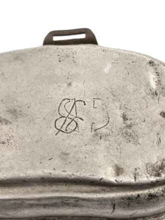 Kochgeschirr Wehrmacht, stark gebrauchtes Stück, der Deckel gestempelt H.W.43