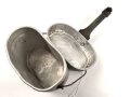 Kochgeschirr Wehrmacht, stark gebrauchtes Stück, der Deckel gestempelt H.W.43