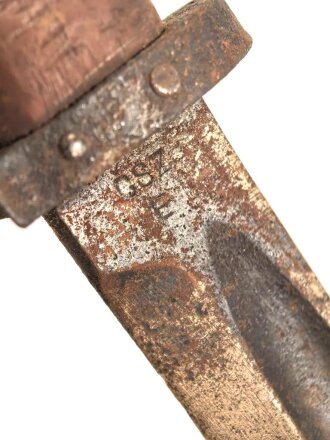 Tschechoslowakei, Seitengewehr VZ24, Scheide fehlt, ungereinigtes Stück