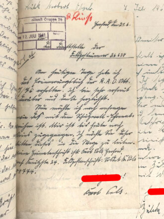 Reichsarbeitsdienst Arbeitsgau VII. DIN A4 Aktenhefter mit einigen handgeschriebenen Briefen sowie einem Deckblatt des Heftes " Nordmark"