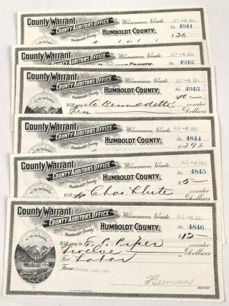 USA, Zahlungsanweisungsbeleg von Humboldr County , Nevada, datiert 1915. Sie erhalten ein ( 1 ) Stück