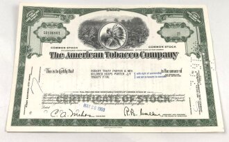 USA, "The American Tobacco Company"  Aktie / Anteilsschein  datiert 1969. Maße  20,5 x 30,5m