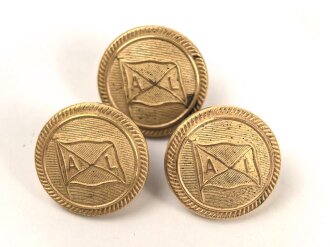 Handelsmarine, 3 x Knopf wohl einer Reederei " AL" je 22mm