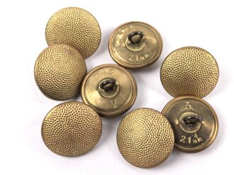 8 x Vergoldeter Uniformknopf je 21mm