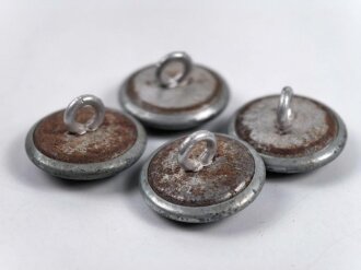 4 x  Uniformknopf 20mm, Zink versilbert.