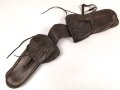 Paar Satteltaschen, Gebraucht, Leder weich, Alter und Herkunft unbekannt. Taschenmaß etwa 11 x 40cm