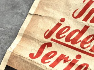 Großformatiges Plakat "Reichslotterie für nationalsozialistische Volkswohlfahrt" Stark verknittert, mehrfach gefalten. Maße 83 x 117cm