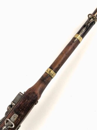 Steinschloss Muskete , Das Schloß datiert 1815, vermutlich Orient oder Naher Osten, Gesamtlänge 112cm.  Alter und Herkunft unbekannt.KEINE PAYPAL ZAHLUNG FÜR DIESEN ARTIKEL