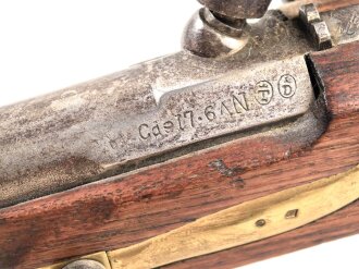 Frankreich, Kavalleriepistole . Der Lauf datiert 1856, Schlossplatte gestempelt Mre Imp. de Mutzig Guter Gesamtzustand. KEINE PAYPAL ZAHLUNG FÜR DIESEN ARTIKEL