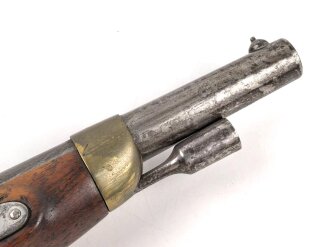 Frankreich, Kavalleriepistole . Der Lauf datiert 1856, Schlossplatte gestempelt Mre Imp. de Mutzig Guter Gesamtzustand. KEINE PAYPAL ZAHLUNG FÜR DIESEN ARTIKEL
