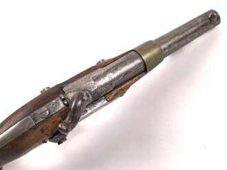 Frankreich, Kavalleriepistole . Der Lauf datiert 1856, Schlossplatte gestempelt Mre Imp. de Mutzig Guter Gesamtzustand. KEINE PAYPAL ZAHLUNG FÜR DIESEN ARTIKEL