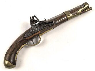Steinschlosspistole, Gesamtlänge etwa 40cm, Alter...
