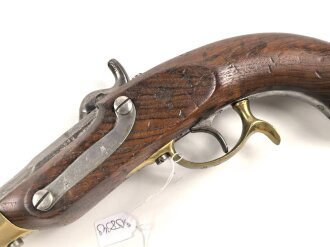 Kaiserreich, Perkussions Kavallerie Pistole Modell 1850. Die Schlossplatte gestempelt " Potsdam G.S unter Krone" Guter Gesamtzustand, Kammerstück Ulanen Regiment 9. KEINE PAYPAL ZAHLUNG FÜR DIESEN ARTIKEL