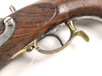 Kaiserreich, Perkussions Kavallerie Pistole Modell 1850. Die Schlossplatte gestempelt " Potsdam G.S unter Krone" Guter Gesamtzustand, Kammerstück Ulanen Regiment 9. KEINE PAYPAL ZAHLUNG FÜR DIESEN ARTIKEL