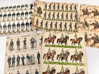 Kaiserreich, 5 Bögen mit Darstellungen von Soldaten, meist zum ausschneiden als Spielzeug. Maße je etwa 33 x 43cm