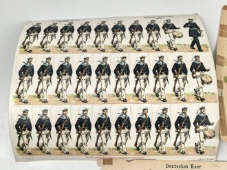 Kaiserreich, 5 Bögen mit Darstellungen von Soldaten, meist zum ausschneiden als Spielzeug. Maße je etwa 33 x 43cm