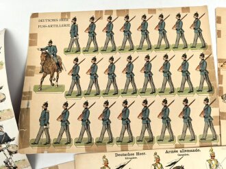 Kaiserreich, 5 Bögen mit Darstellungen von Soldaten, meist zum ausschneiden als Spielzeug. Maße je etwa 33 x 43cm