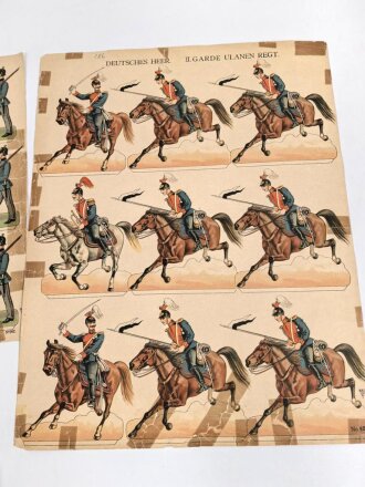 Kaiserreich, 5 Bögen mit Darstellungen von Soldaten, meist zum ausschneiden als Spielzeug. Maße je etwa 33 x 43cm