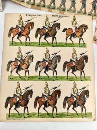 Kaiserreich, 5 Bögen mit Darstellungen von Soldaten, meist zum ausschneiden als Spielzeug. Maße je etwa 33 x 43cm