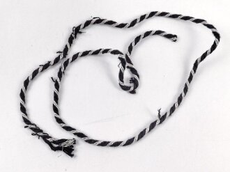 Schwarz-silberne Kordel / Litze. Durchmesser etwa 2,5mm, Gesamtlänge 50cm, UV Negativ