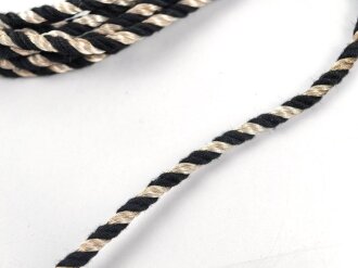 Schwarz-silberne Kordel / Litze. Durchmesser etwa 3,5mm, UV Negativ, Gesamtlänge etwa 350cm