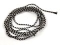 Schwarz-silberne Kordel / Litze. Durchmesser etwa 3,5mm, UV Negativ, Gesamtlänge etwa 350cm