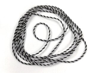 Schwarz-silberne Kordel / Litze. Durchmesser etwa 2mm, UV Negativ, Gesamtlänge etwa 200cm