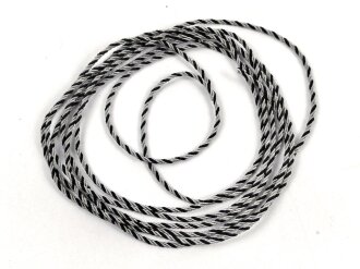 Schwarz-silberne Kordel / Litze. Durchmesser etwa 2mm, UV Negativ, Gesamtlänge etwa 200cm