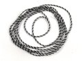 Schwarz-silberne Kordel / Litze. Durchmesser etwa 2mm, UV Negativ, Gesamtlänge etwa 200cm
