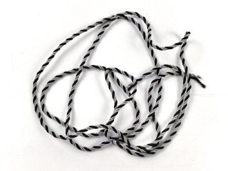 Schwarz-silberne Kordel / Litze. Durchmesser etwa 2mm, UV Negativ, Gesamtlänge etwa 100cm