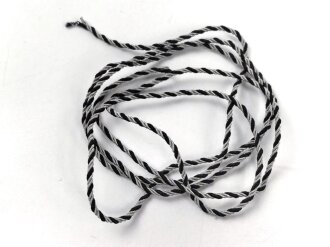 Schwarz-silberne Kordel / Litze. Durchmesser etwa 2mm, UV Negativ, Gesamtlänge etwa 100cm