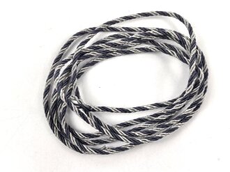 Blaugrau-silberne Kordel / Litze. Durchmesser etwa 2mm, UV Negativ, Gesamtlänge etwa 103cm