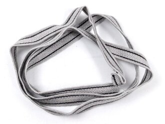 Graue Stofflitze mit zwei schwarzen Durchzügen. Breite 10mm, Länge 65cm