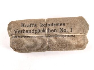 Kraft´s keimfreies Verbandpäckchen No.1 " Heeresverbandp. mit Zellstoffkompresse"