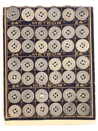 "Meteor" 72 Stück Presspappeknöpfe 15mm auf Papptafel, mittig geknickt