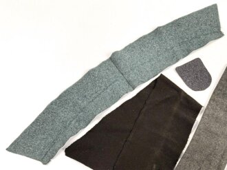 Konvolut Uniformstoff, das Stück Heerestsoff mit den beiden Knopflöchern in den Maßen 8,5 x 30cm