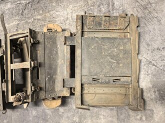 Reichswehr und frühe Wehrmacht, Tragsattel mit zwei anhängenden Kraxen für Gebirgstruppen. Originallack, grob gereinigt