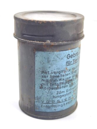 Tier Entgiftungsbüchse 42 der Wehrmacht. Grob gereinigter Speicherfund, datiert 1944
